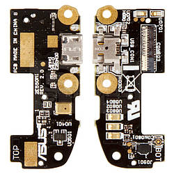 Шлейф для Asus ZenFone 2 (ZE550CL), конектора заряджання, мікрофона, з компонентами, оригінал