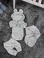 Бодик детский с воротником Оверсайз махровый для новорожденных от 0 до 18 месяцев Велсофт ОПТОМ Сердечки