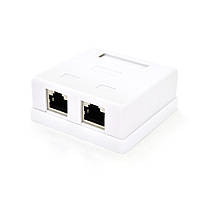 Розетка RITAR FTP 8P8C RJ45 2 порт Cat-5, накладная белая Q500