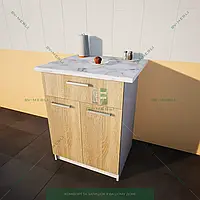 Готовый модуль для кухни нижний,Тумба шкаф напольный 600 мм.  без столешницы Дуб Сонома-Белый