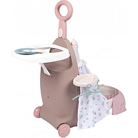 Игровой набор Smoby Toys Baby Nurse Раскладной чемодан 3 в 1 с аксессуарами (220374) Пудровый