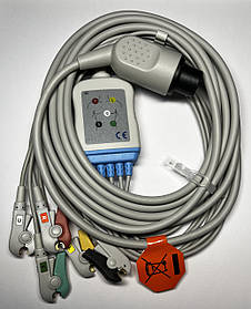 ЕКГ кабель на 5 відведень до монітора пацієнта ЮМ-300 кнопка, зажим