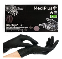 Medi Plus, Рукавички нітрилові S, чорні (в упак 100 шт)