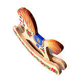 Коник іграшка дерев'яна ручної роботи Петриківський розпис 11х8см "СИНЯ" Український сувенір, фото 7