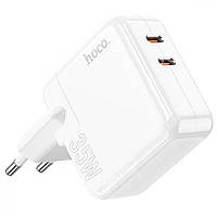 Мережевий зарядний пристрій Hoco C110A Lucky 2USB-C/PD35W/QC3.0, White (790804)