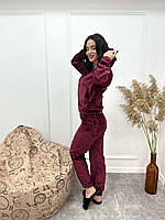 Махровый женский костюм-пижама. Бордовый 42-44