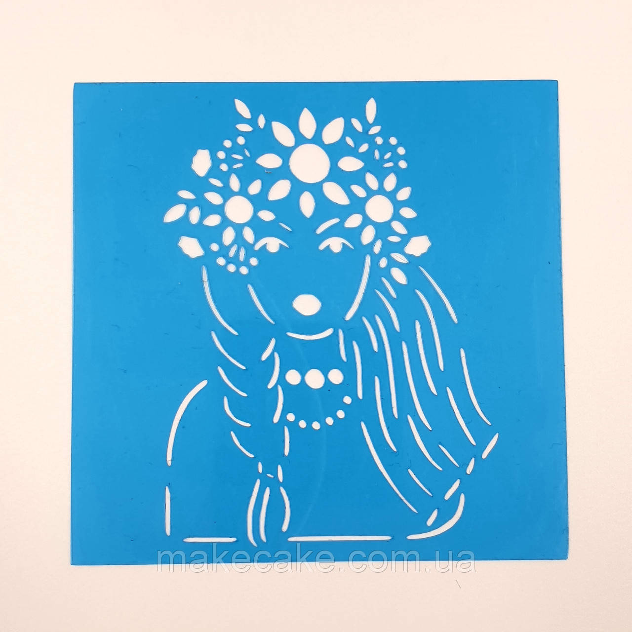 Трафарет Дівчина у вінці (українка) 9.5х9.5 см, фото 1