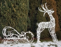 Комплект "Олень" з гірляндою LED 100 лампочок, 220 см, білий метал