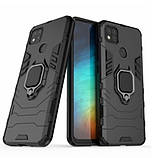 Протиударний чохол для Xiaomi Redmi 10A чорний Serge Ring магнітний тримач, Ударостійкий чохол редмі 10а, фото 3
