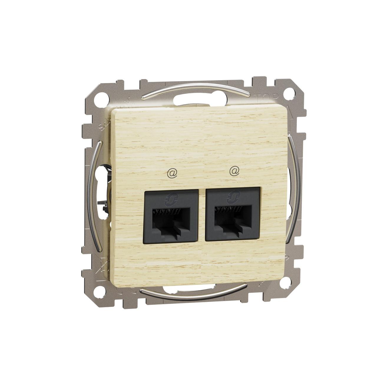Комп'ютерна розетка 2-а. RJ45 кат. 5е UTP SE Sedna Elements береза