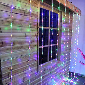 Гірлянда штора Водоспад, 3x2м, 10 ниток, 360 LED, 220В, 8 режимів, Мультиколор