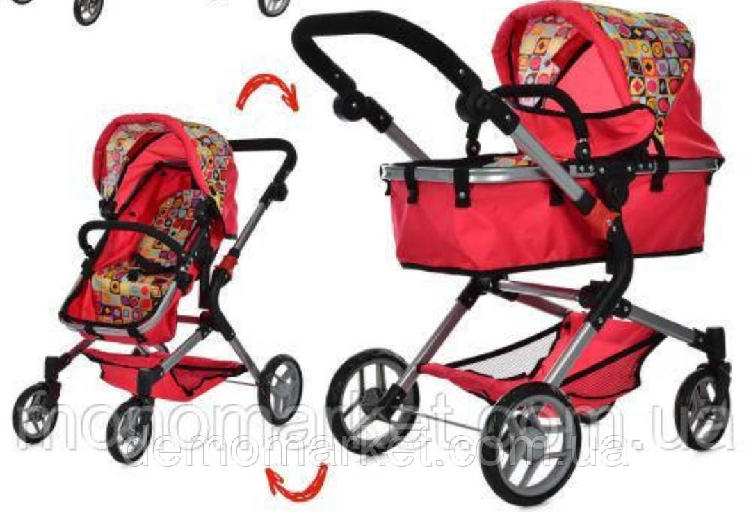 Коляска для ляльки 9633 Melogo, зимова, червона, фото 1