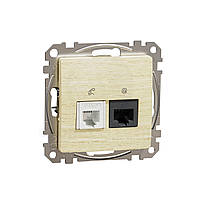 Розетка телекомунікаційна RJ45+RJ11 6UTP SE Sedna Elements береза
