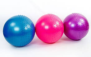 М'яч для фітнесу і пілатесу 2 в 1 (половинка гладка, половинка з масажними шипами, діаметр 75 см), фото 3