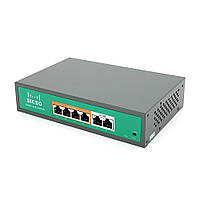 SM Коммутатор POE SICSO 48V с 4 портами POE 100Мбит + 2порт Ethernet(UP-Link) 100Мбит, c усил. сигн. до 250м,
