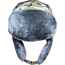 Тактична зимова шапка-вушанка Softshell мультикам ЗСУ на флісовій підкладці