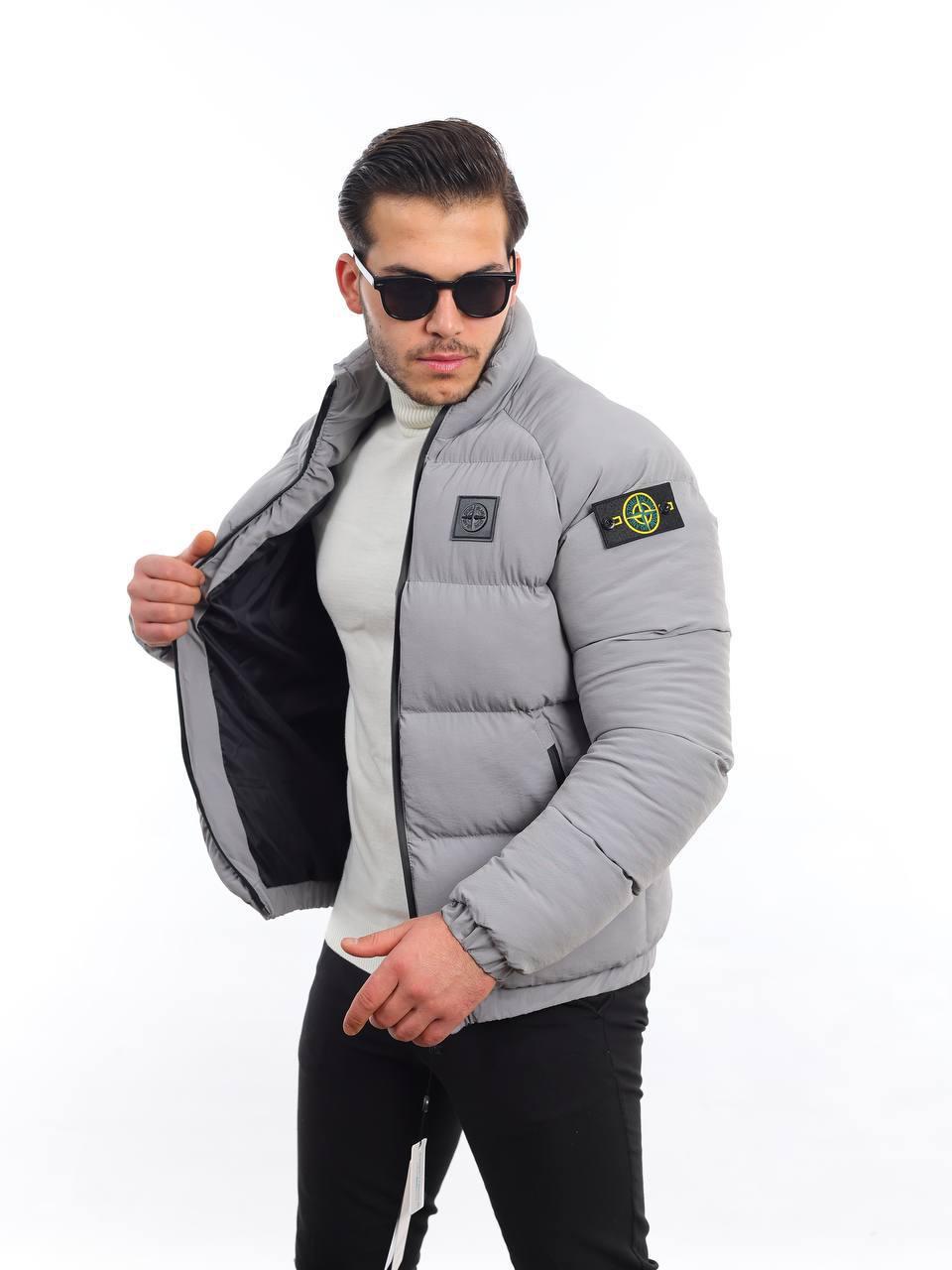 Чоловіча зимова куртка Stone Island M1778 світло-сіра