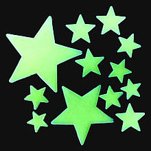 Фосфорні наклейки для декору стін та стелі Зірки, що світяться, 12 шт