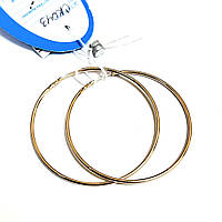 Золотые женские гладкие серьги кольца, конго 3.5 см диаметр