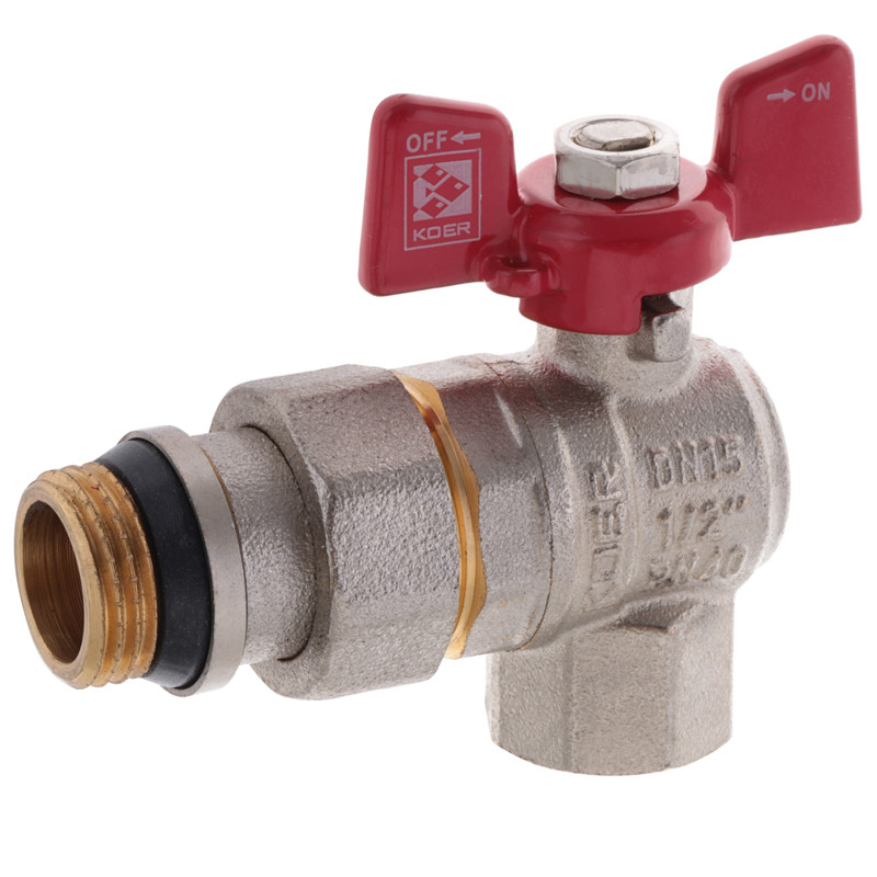Кран шаровой KP CZECH 1/2" угловой с американкой антипротечка