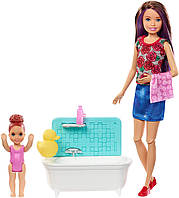 Игровой Набор Barbie Няня Скиппер - Время купания "Забота" серии "Уход за малышами" купание