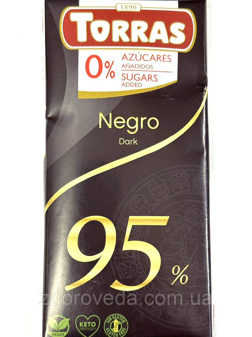 Чорний шоколад без цукру 95% какао, Torras, фото 1