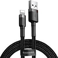 Кабель для швидкої зарядки Baseus Cafule Cable USB to Lightning 2.4A 2м Кабель для Айфона Black (CALKLF-UG1)