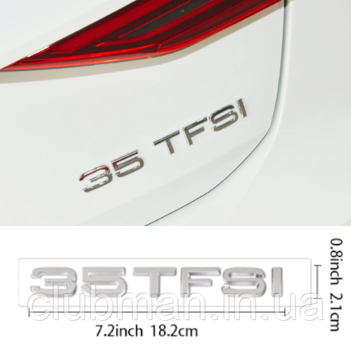 Емблема задня накліпка на кришку багажника 35 TFSI AUDI (Ауді) від 150 до 163 к.c. - Хром 182x22 mm