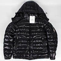 Зимняя (блестящая) куртка Moncler с капюшоном, цвет черный, разные размеры