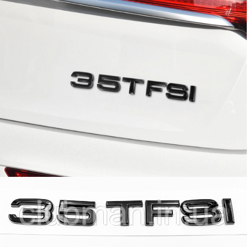 Емблема задня накліпка на кришку багажника 35 TFSI AUDI (Ауді) від 150 до 163 к.c. - Чорний глянець 182x22 mm
