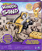Набор кинетического песка для творчества Kinetic Sand Строительная площадка с бульдозером / экскаватором 454 г