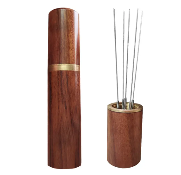 Голчастий розподілювач для кави, Розпушувач голчастий, дозатор меленої кави в холдері, дерево