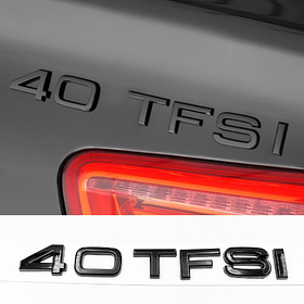 Емблема задня накліпка на кришку багажника 40 TFSI AUDI (Ауді) від 170 до 204 к.c. - Чорний глянець 182x22 mm