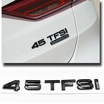 Емблема задня накліпка на кришку багажника 45 TFSI AUDI (Ауді) від 230 до 252 к.c. - Чорний глянець 182x22 mm, фото 2