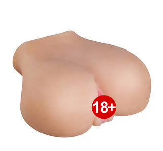 Мастурбатор 3D з вібрацією Dream Тoys RealStuff з двома отворами, бежевий