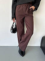 Женские теплые штаны прямого кроя с начесом (Размер 42,44,46,48), Шоколад