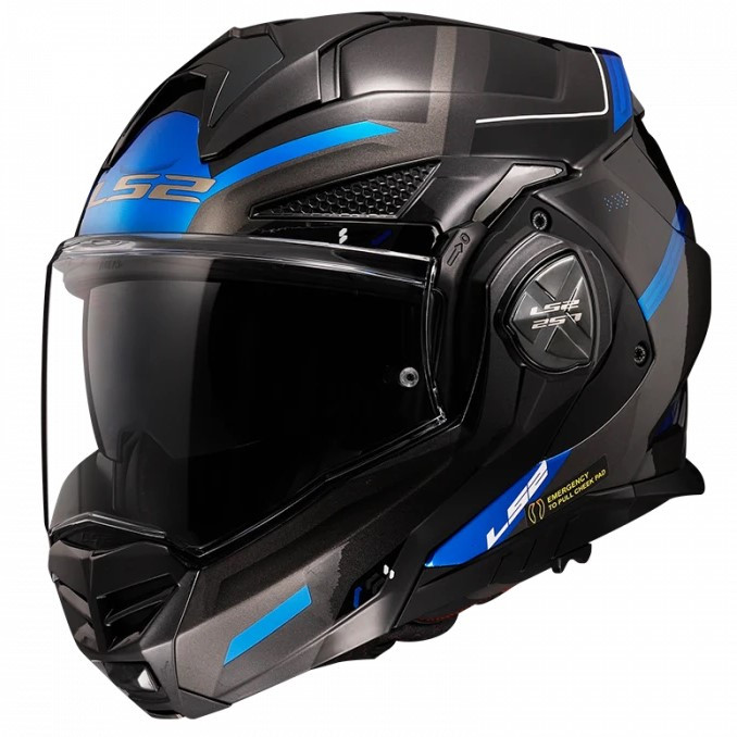 МОТОШОЛОМ МОДУЛЯР LS2 FF901 ADVANT X SPECTRUM КОЛІР GLOSS BLACK TITANIUM BLUE, фото 1