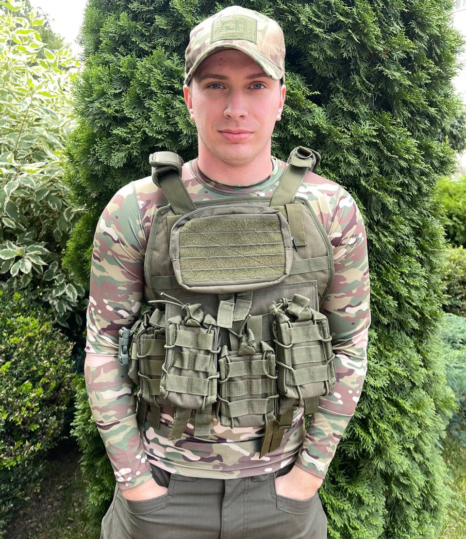 Армійська плитоноска Flas з підсумками для магазинів (без плит) Оливковий