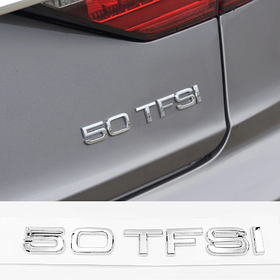 Емблема задня накліпка на кришку багажника 50 TFSI AUDI (Ауді) від 286 до 313 к.c. - Хром 182x22 mm
