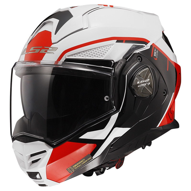 МОТОШОЛОМ МОДУЛЯР LS2 FF901 ADVANT X METRYK КОЛІР GLOSS WHITE RED