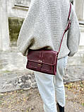 Модна жіноча шкіряна сумка через плече бордова 17х25х6 см, фото 2