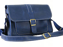 Жіноча сумка через плече GS шкіряна синя