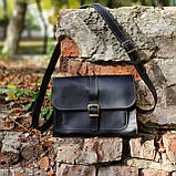 Жіноча сумка через плече із натуральної шкіри чорна 17х25х6 см, фото 2