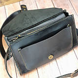 Жіноча сумка через плече із натуральної шкіри чорна 17х25х6 см, фото 4