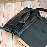 Жіноча сумка через плече із натуральної шкіри чорна 17х25х6 см, фото 5