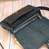 Жіноча сумка через плече із натуральної шкіри чорна 17х25х6 см, фото 6