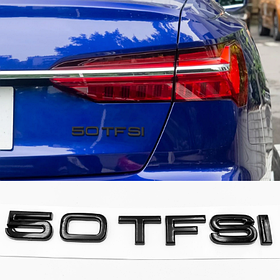 Емблема задня накліпка на кришку багажника 50 TFSI AUDI (Ауді) від 286 до 313 к.c. - Чорний глянець 182x22 mm