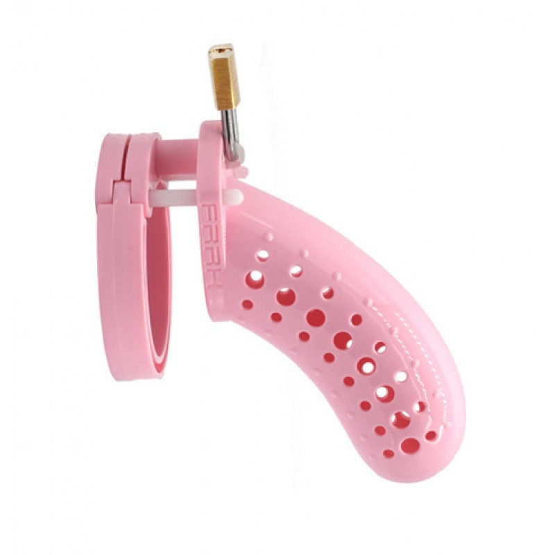 Пояс вірності пластиковий з перфорованою кліткою для пеніса, Рожевий