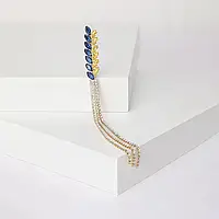 Брошка золоті колосся пшениці шпилька колосок жовто-блакитний Україна зі стразами