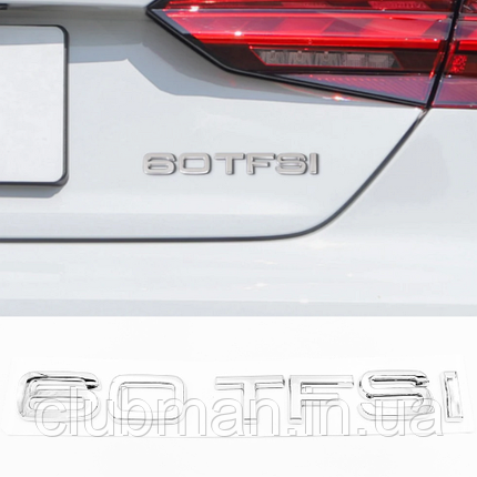 Емблема задня накліпка на кришку багажника 60 TFSI AUDI (Ауді) 435-460 л.с. - Хром, фото 1